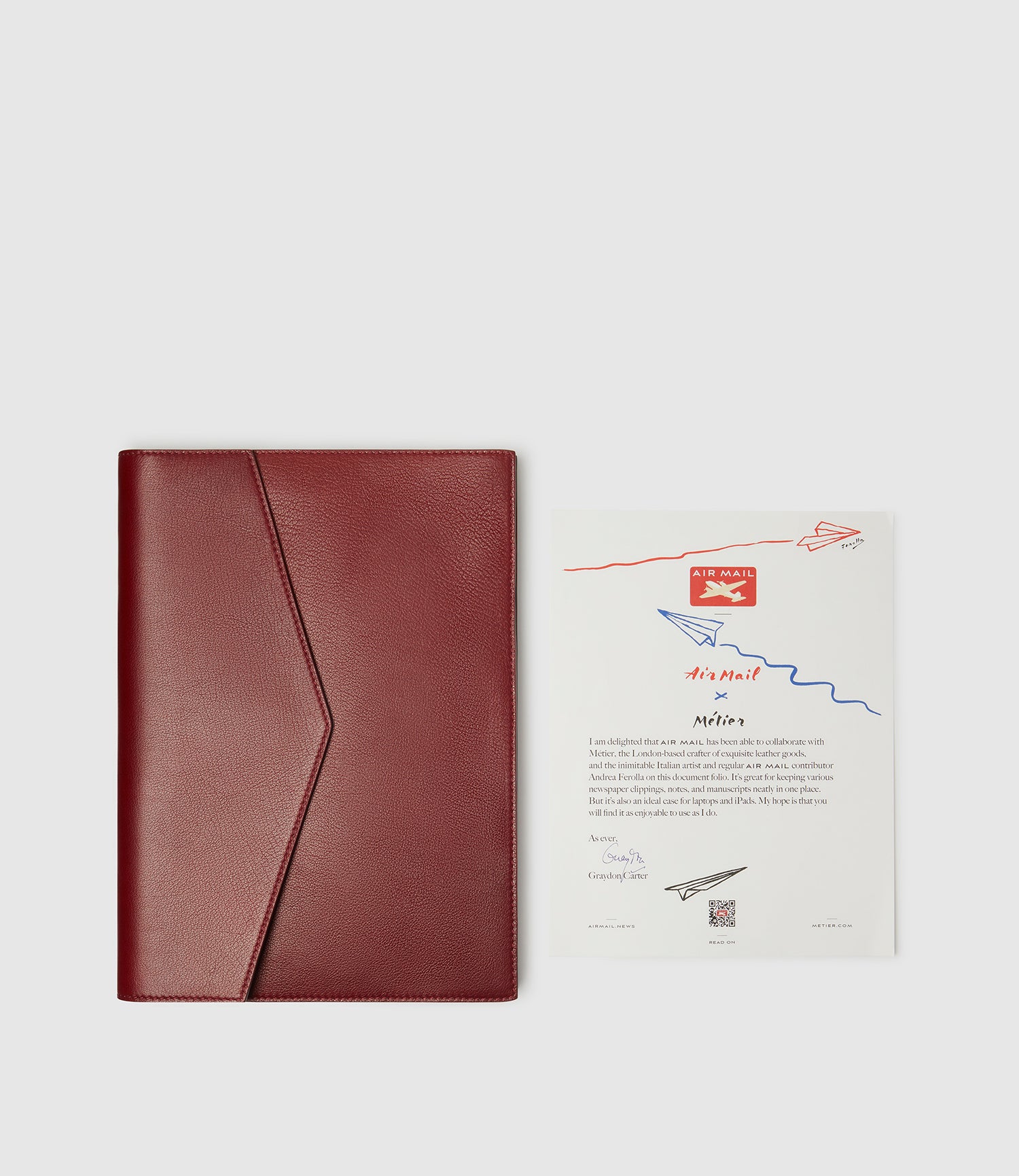Air Mail x Métier Single Document Folio Buffalo Dark Cherry - Image 2