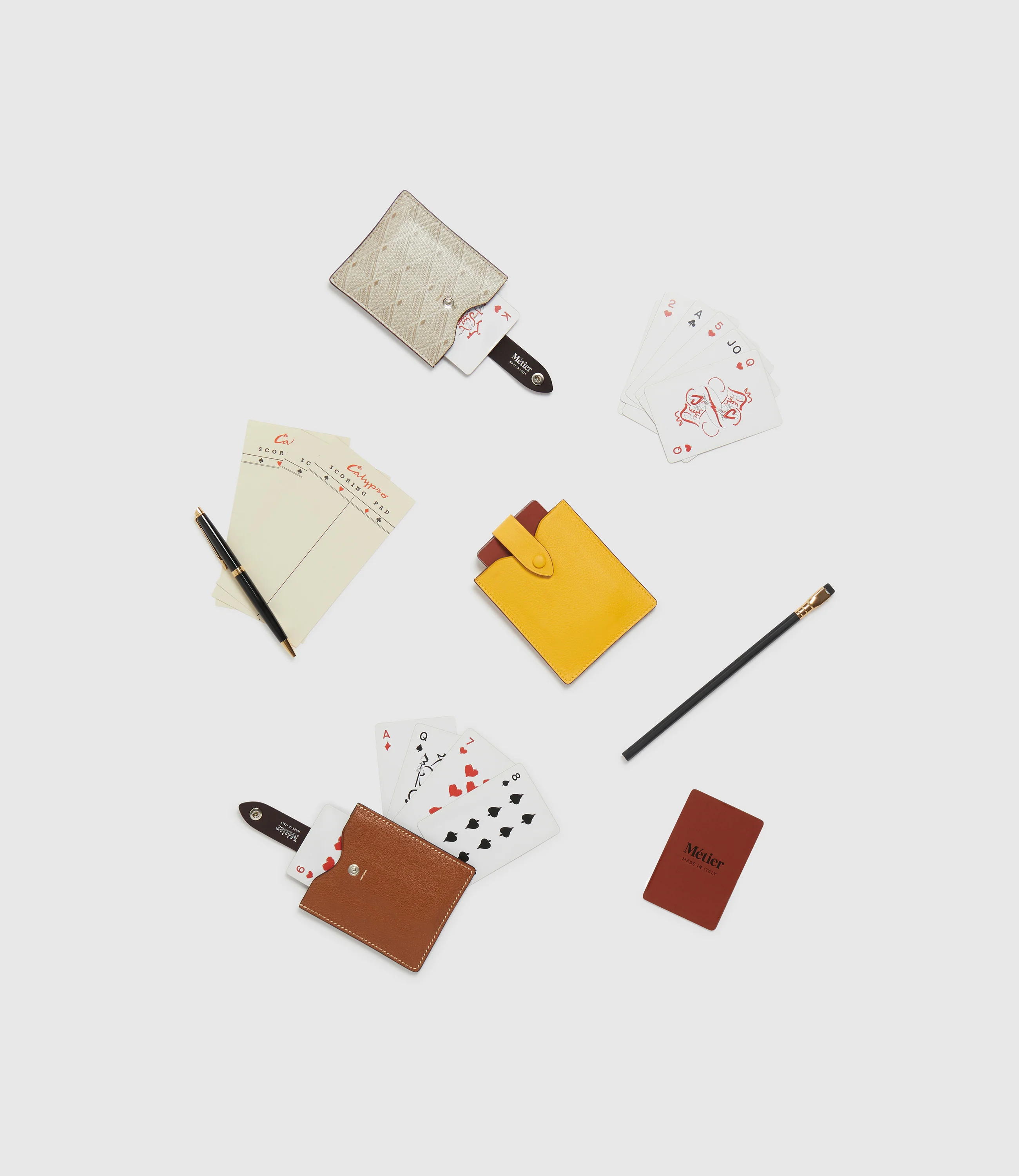 Playing Cards and Deck of Cards Case Set Smooth Calfskin Pollen - Image 4