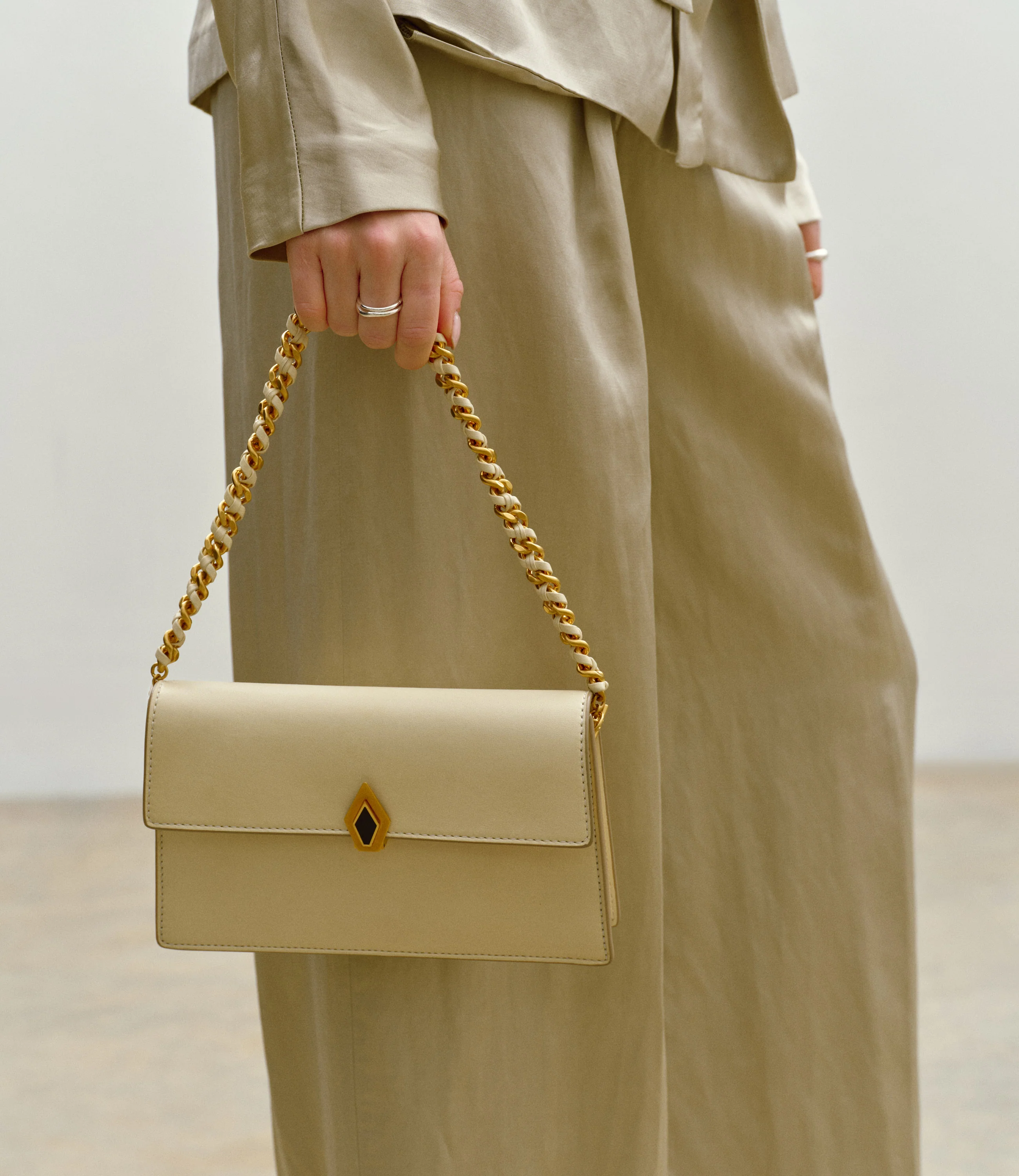 Large Chain Strap Buttery Nappa Crème with Gold Hardware - Image 4