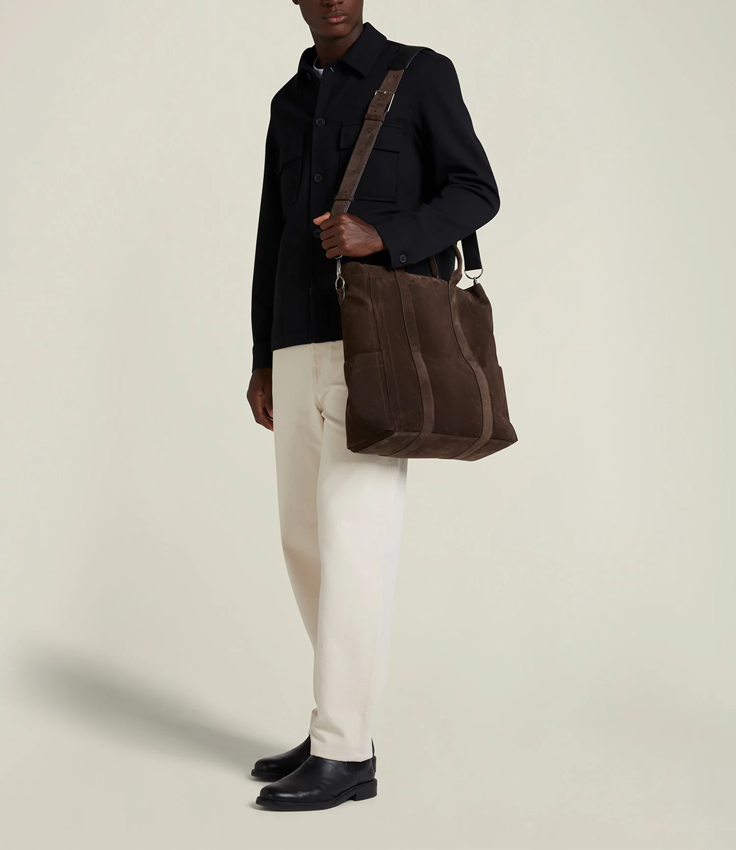 Mariner Zippered Tote Suede Chocolate - Image 5