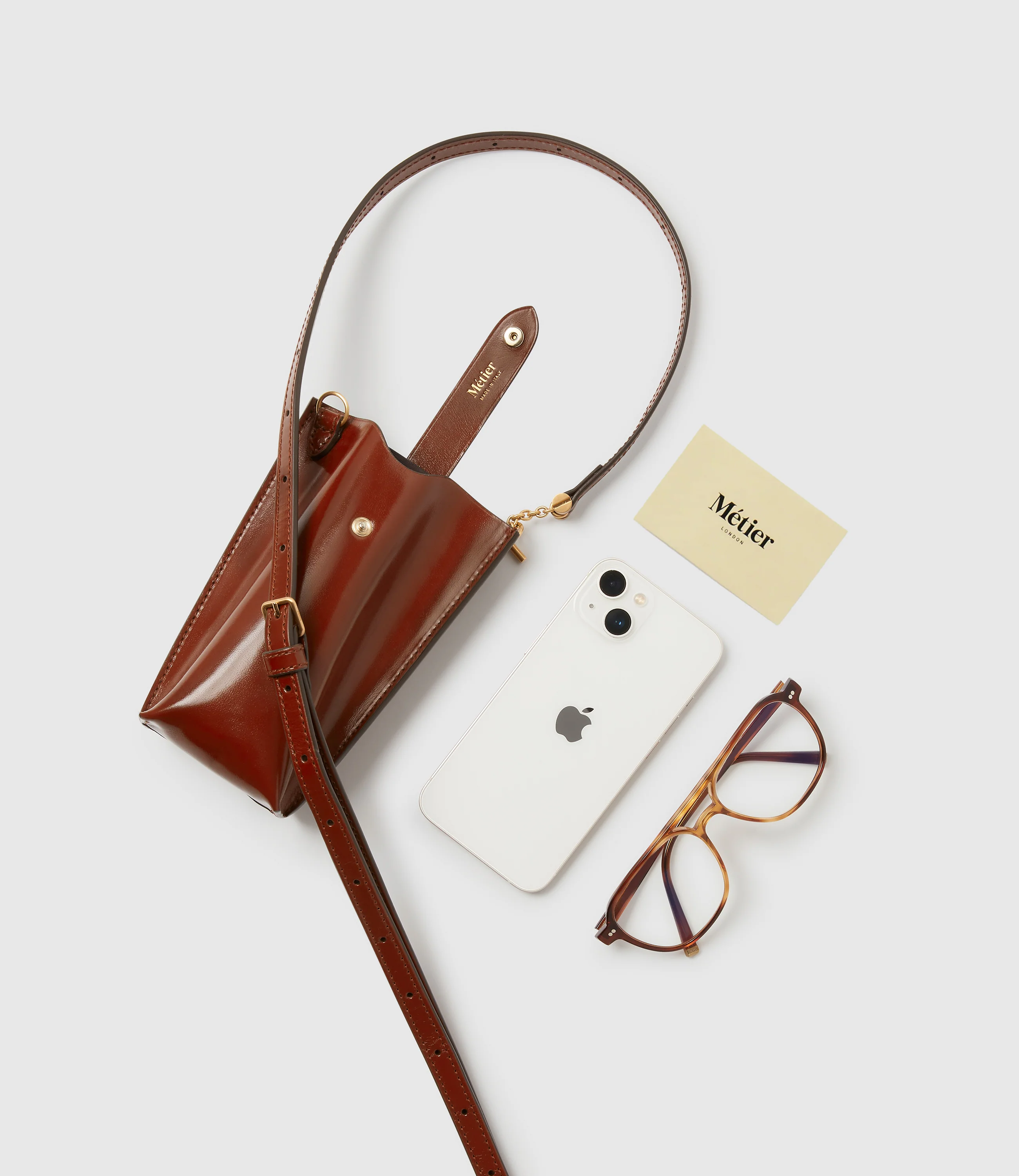 Minimalist Double Glossy Calfskin Burnt Tobacco - Image 3