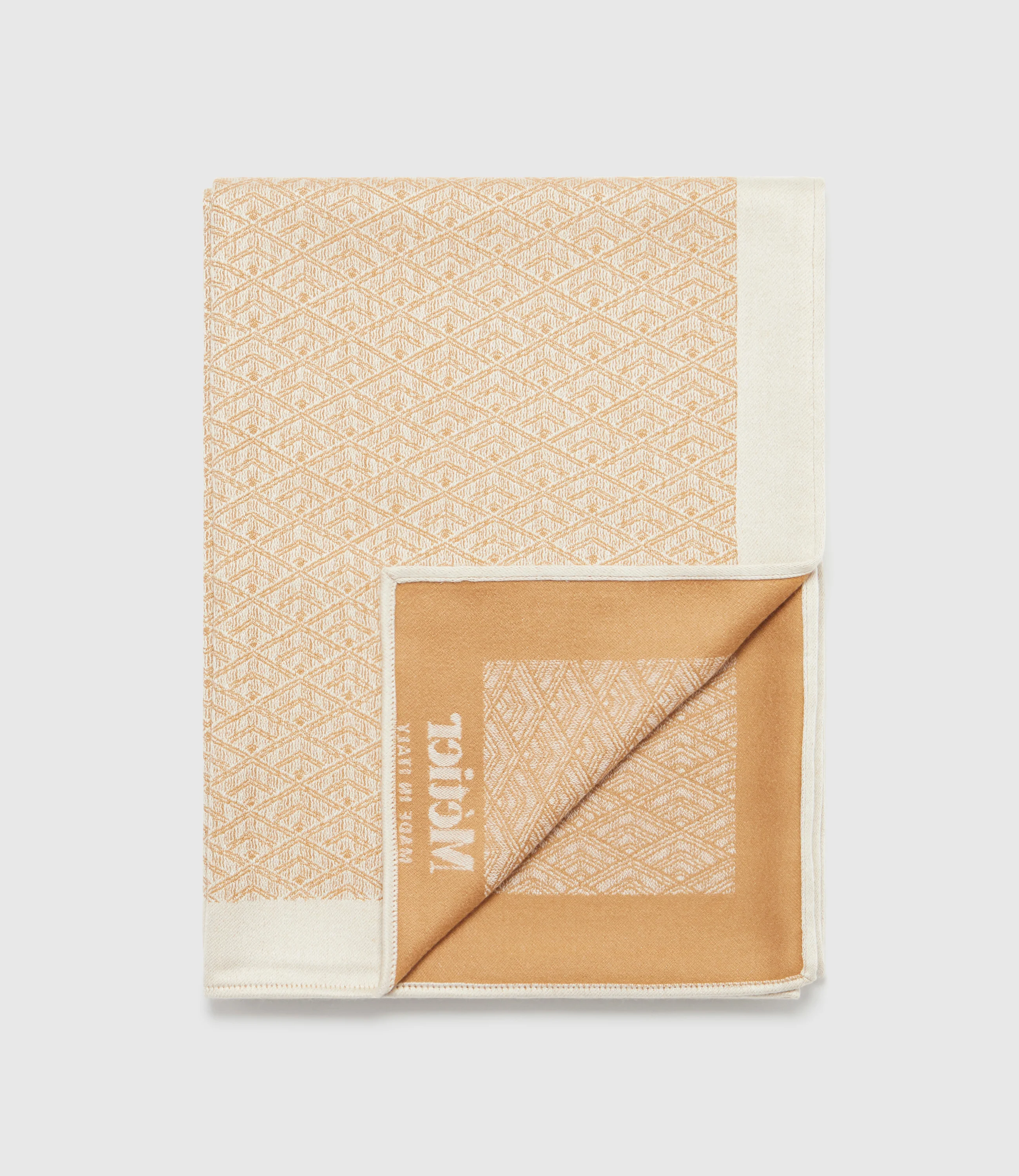 Small Cashmere Throw Camel and White Sand - Image 2