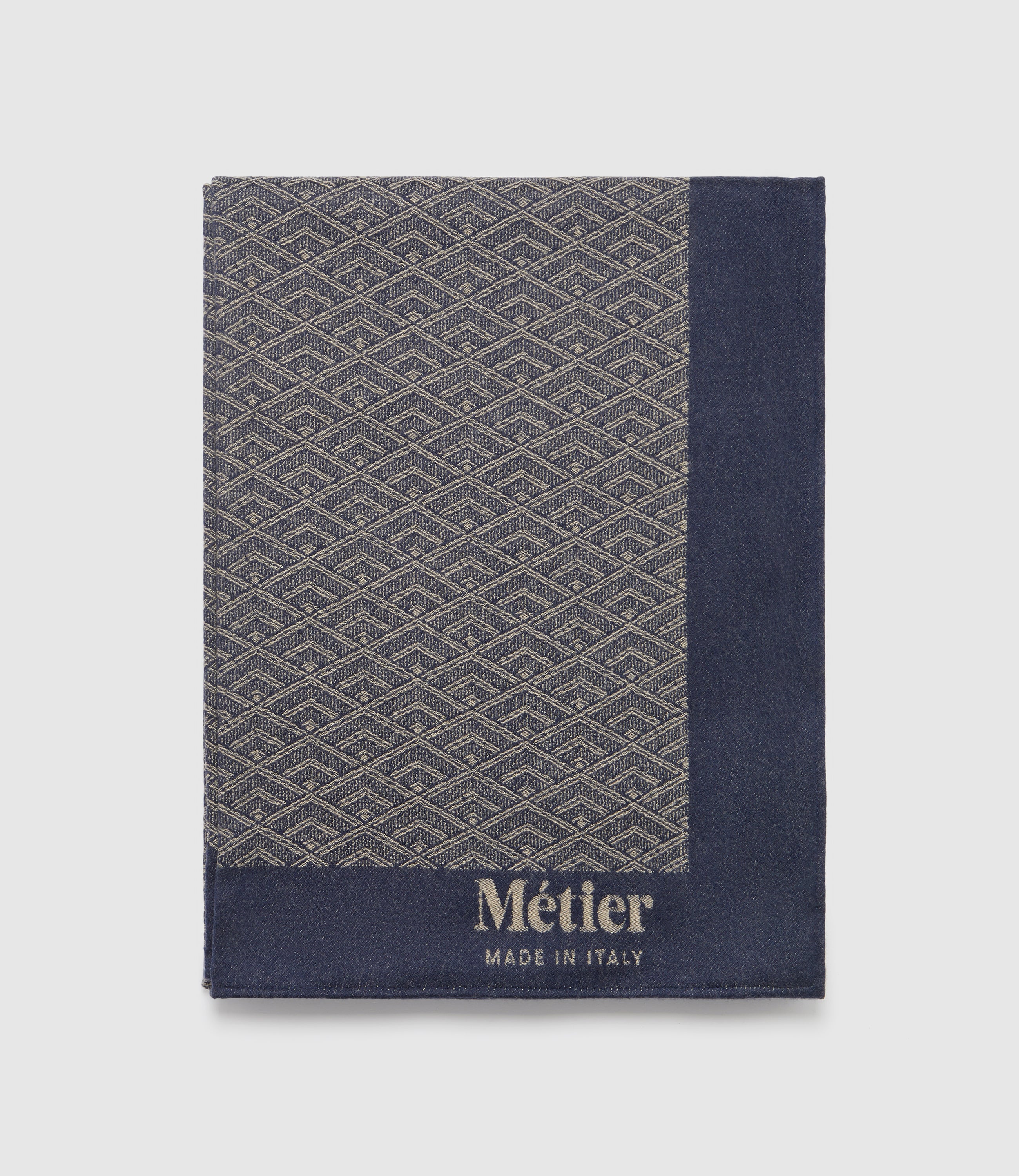 Small Cashmere Throw Navy and Natural