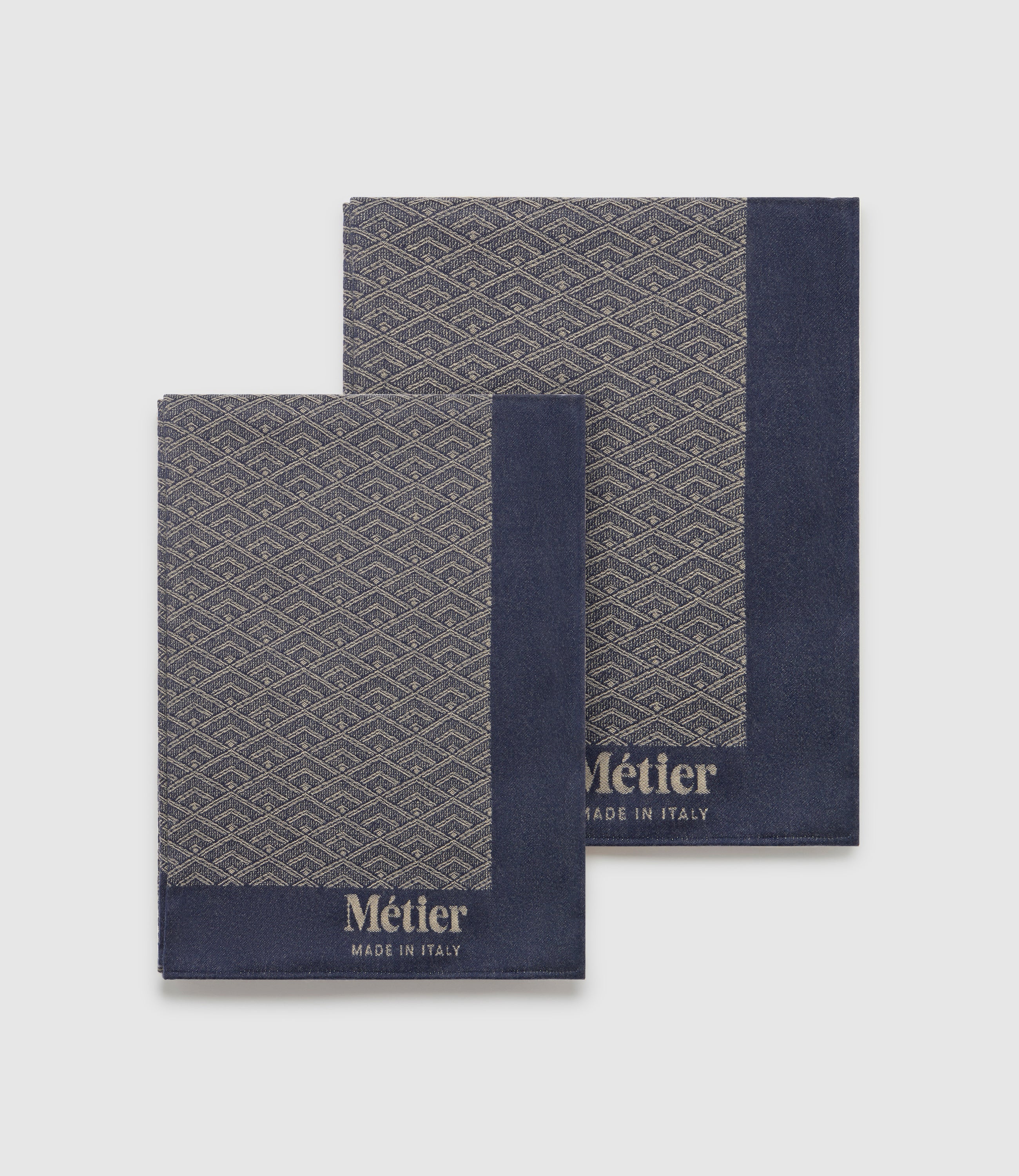 Small Cashmere Throw Navy and Natural - Image 6