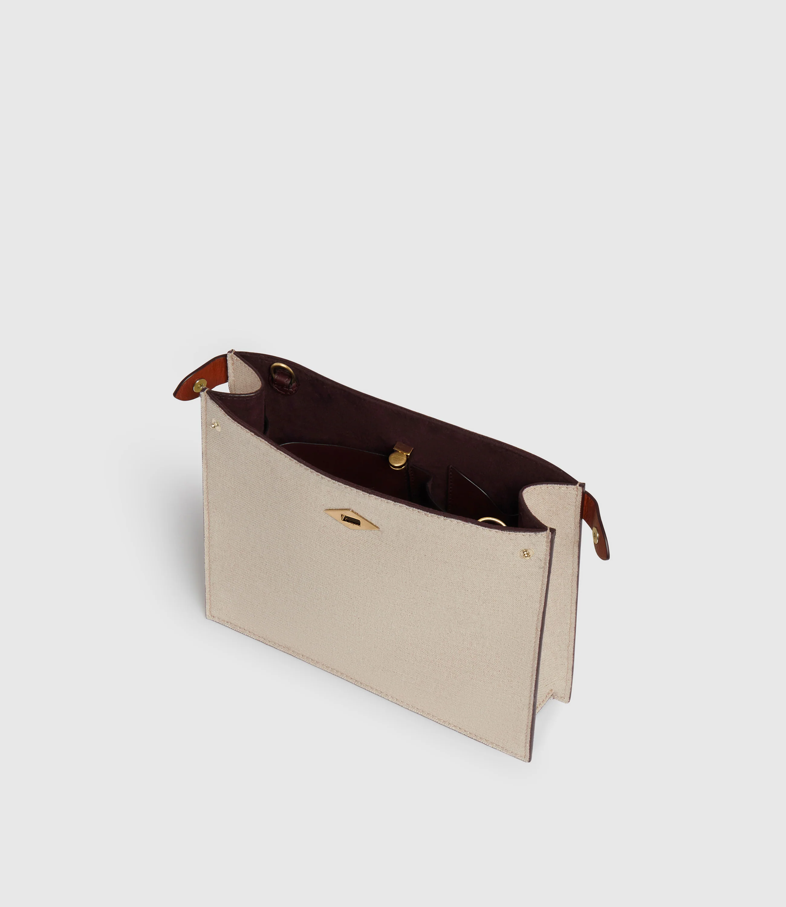 Stowaway Crossbody Natural Linen with Cognac - Image 2