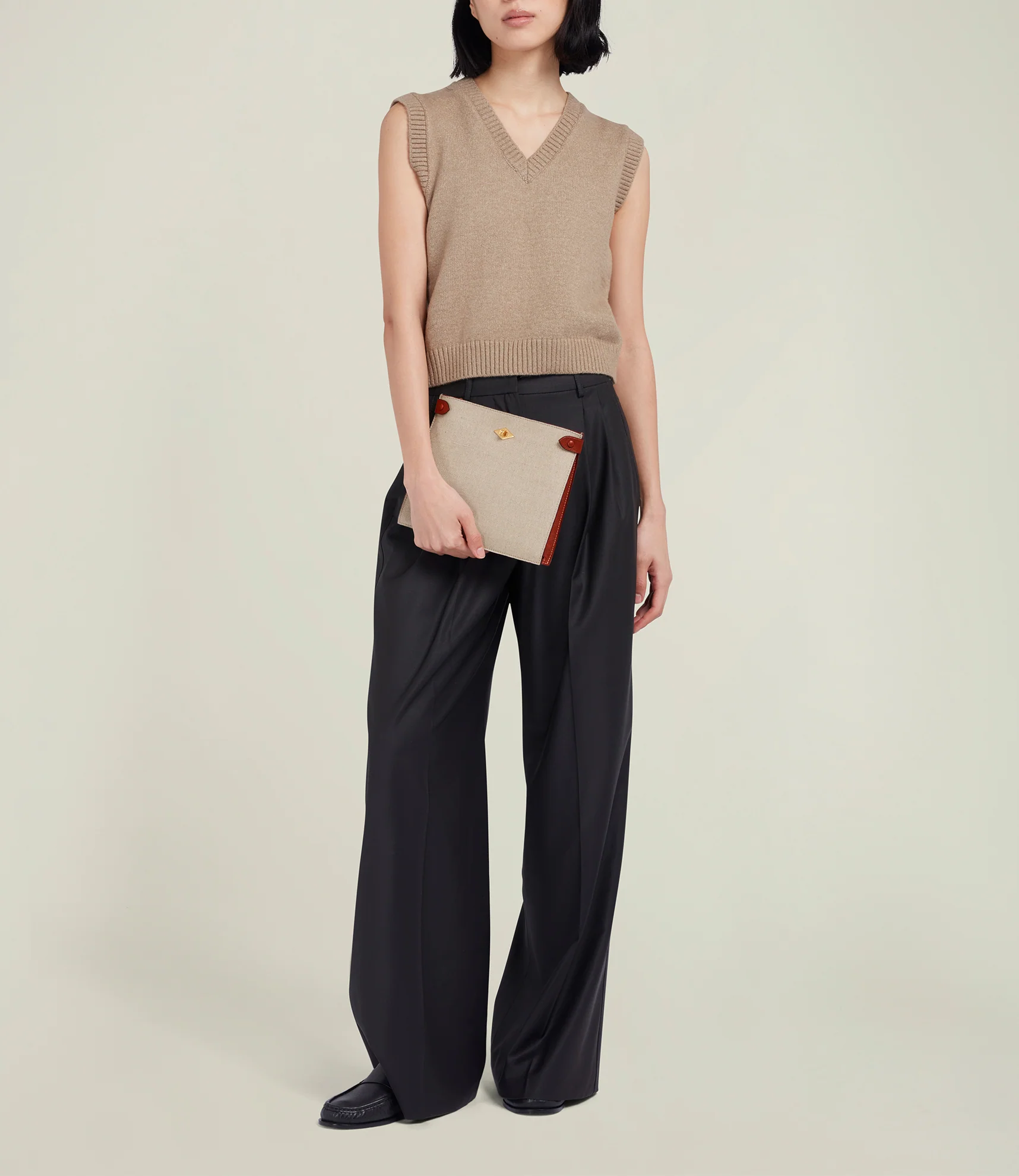 Stowaway Crossbody Natural Linen with Cognac - Image 4