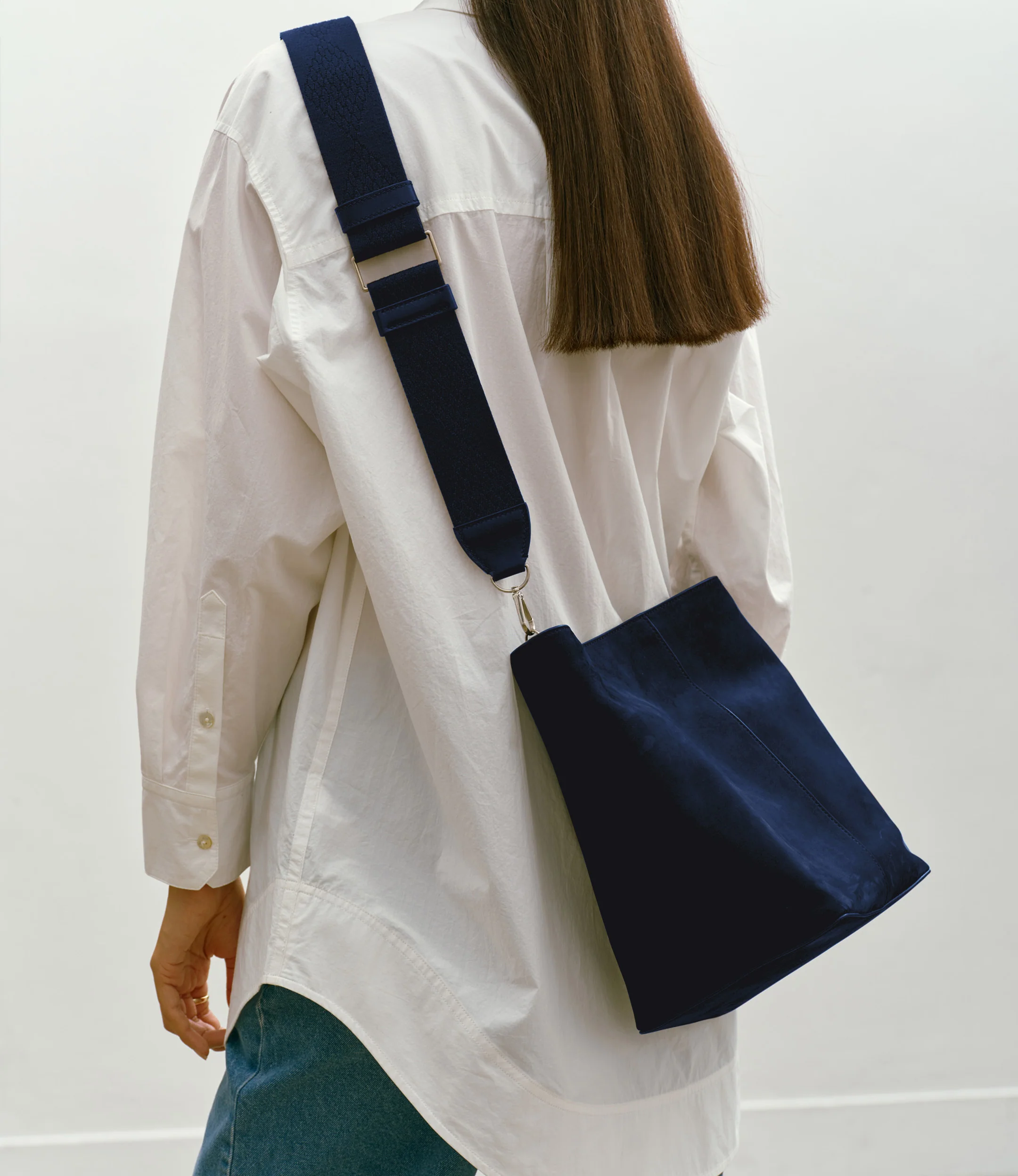 Webbing Strap Navy With Silver Hardware - Image 3