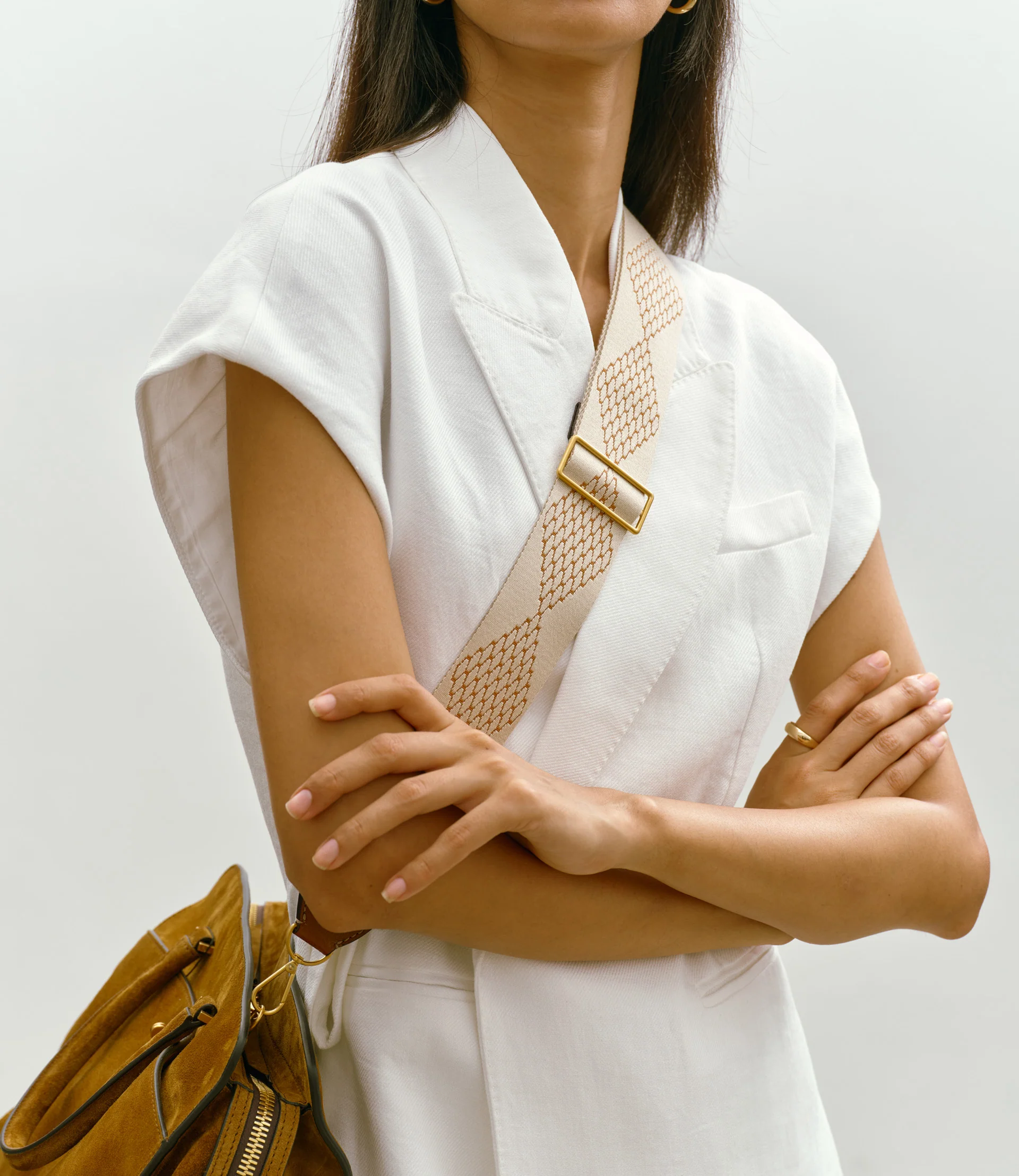 Webbing Strap White Sand and Cognac - Image 2