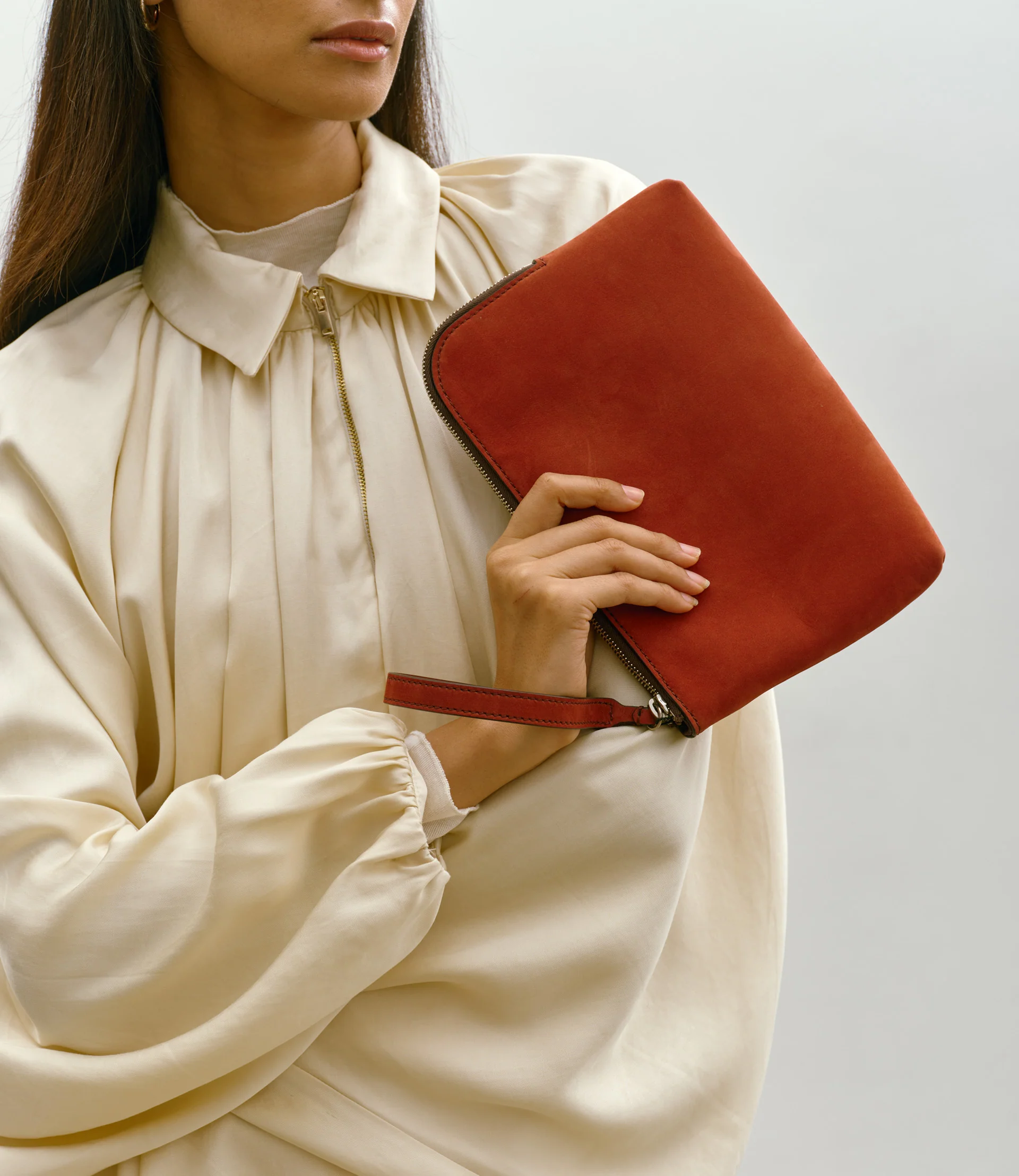 Wristlet Clutch Nubuck Rust - Image 5